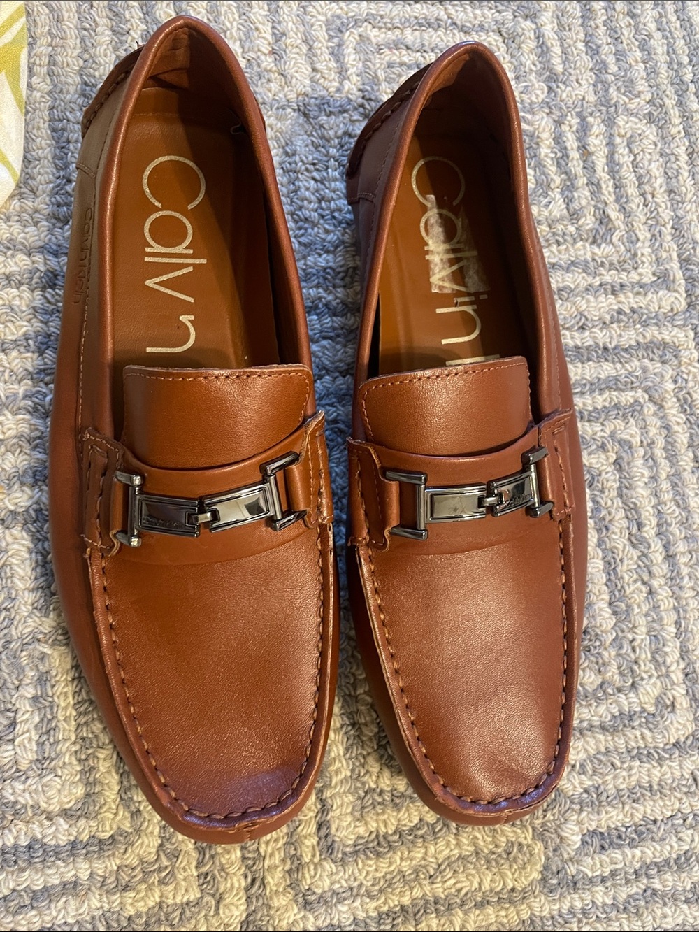 BN not boxed Calvin Klein Men's Chestnut Leather Bit-Detailed loafer, size 9